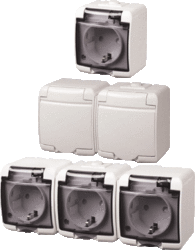 Розетка 1-я (Schuko) (белая крышка) (IP44) RHE-1s артикул  4668015